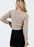 Sweater Knit material V-neckline Knot detail at bust Drop shoulder
