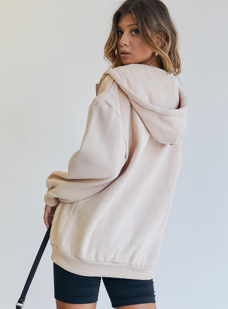 Florida Oversized Zip Up Sweatshirt Beige