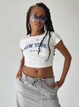White baby tee Ribbed material Graphic print