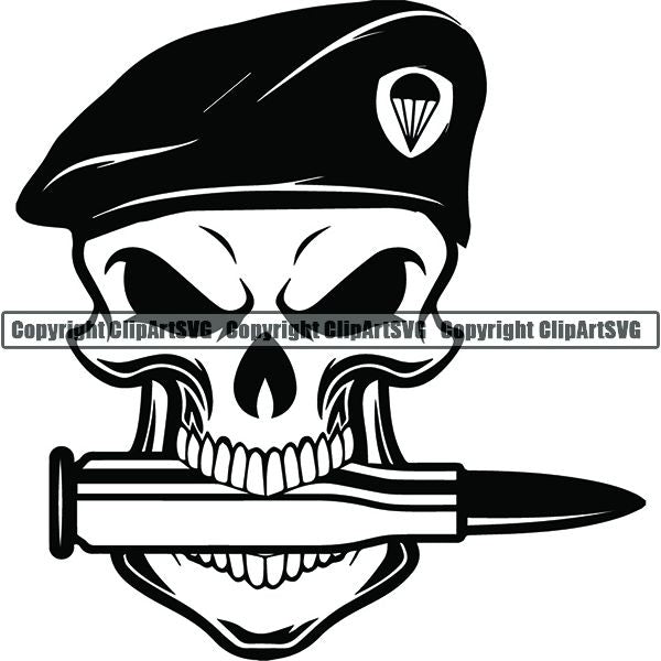 Download Military Weapon Soldier Beret Skull Bullet Clipart Svg Clipart Svg PSD Mockup Templates