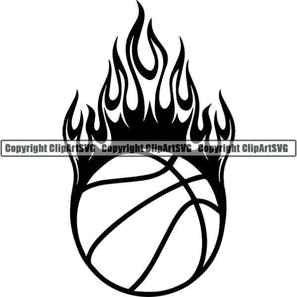 basketball on fire drawing