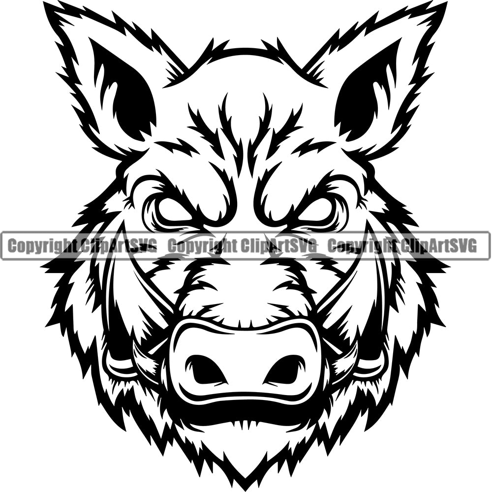 lion mask clipart black and white pig