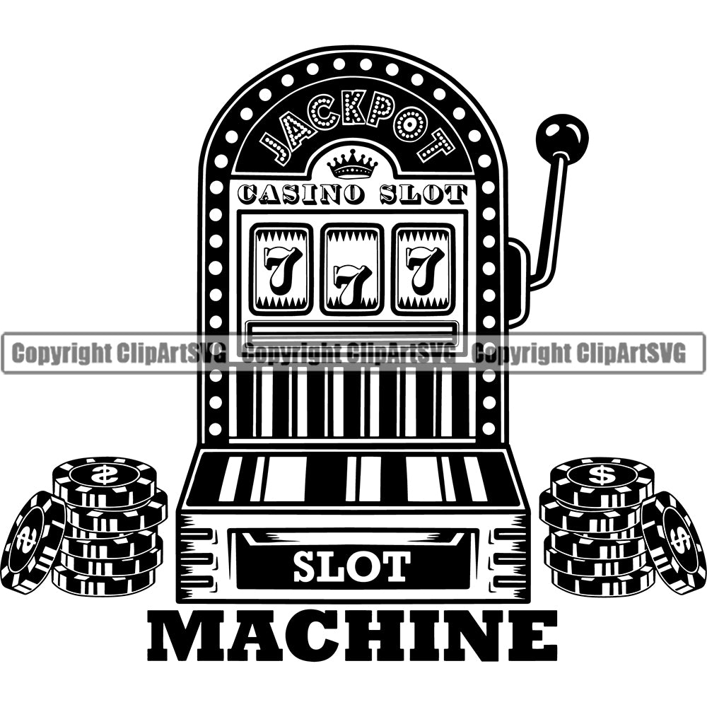 slot machine clipart black and white flower