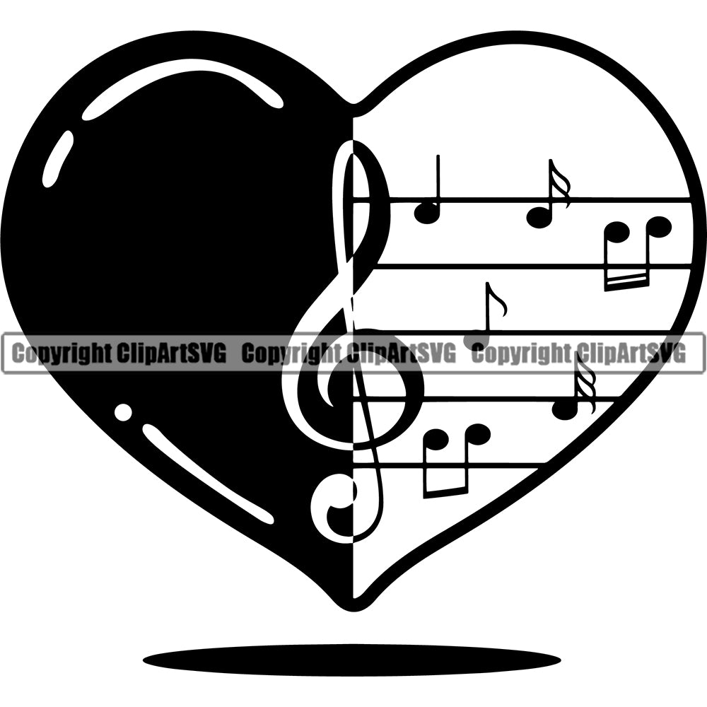 music note heart background