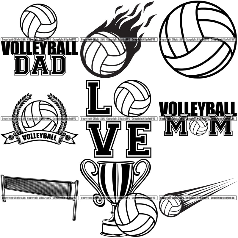 9 Volleyball Top Selling Designs Sports Game Ball Net Trophy Logo Bundle Clipart Svg Clipart Svg