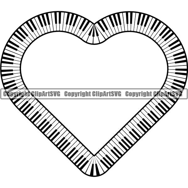 Music Design Element Frame Border Piano Keys In Heart Clipart Svg Clipart Svg