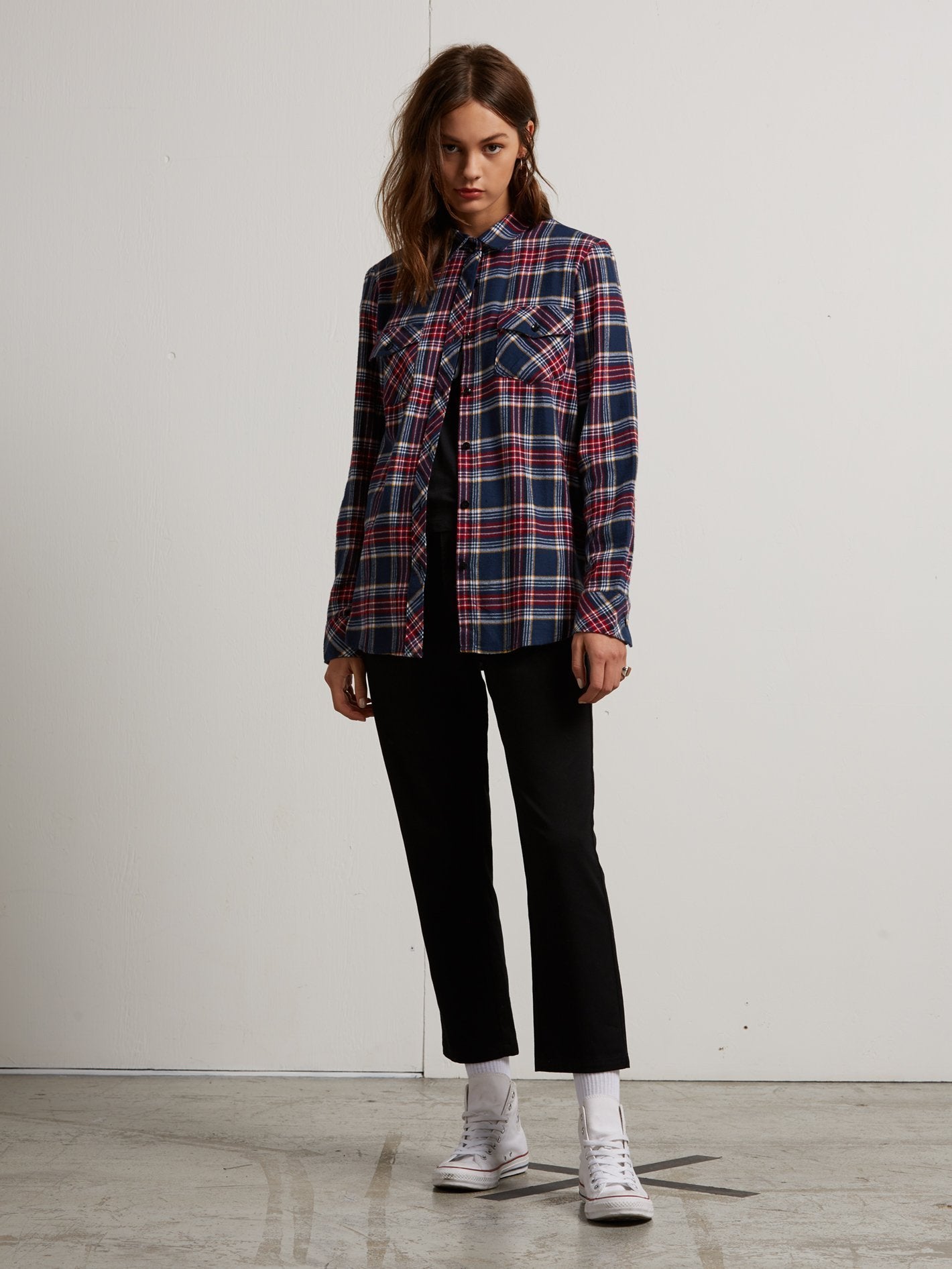 Street Dreaming Long Sleeve Flannel - Vintage Navy