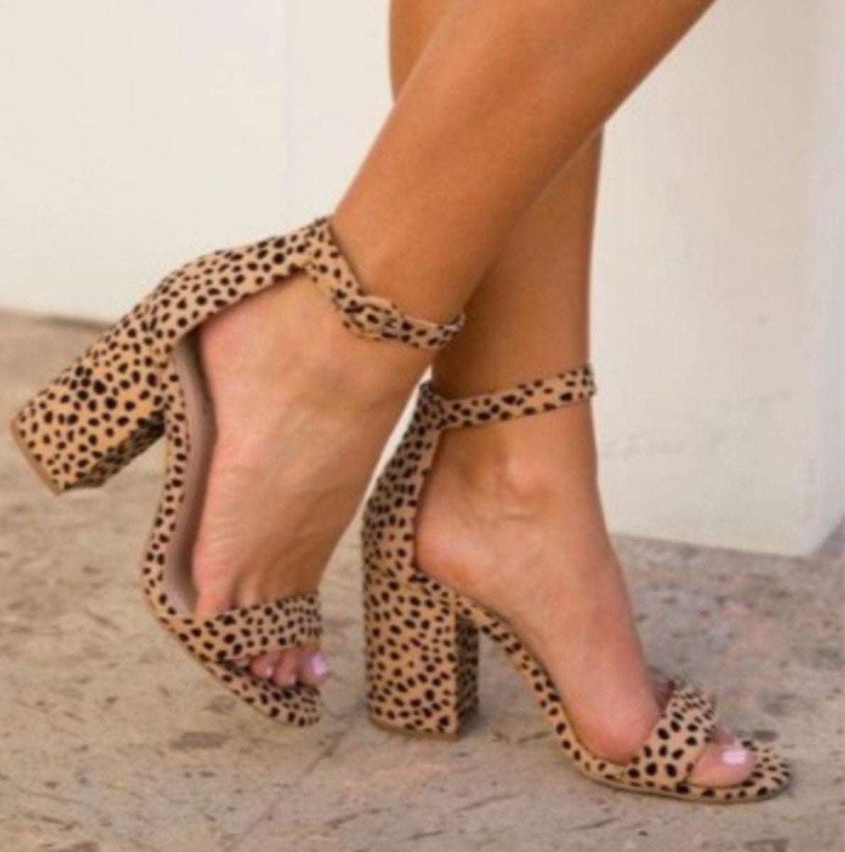 chunky cheetah heels