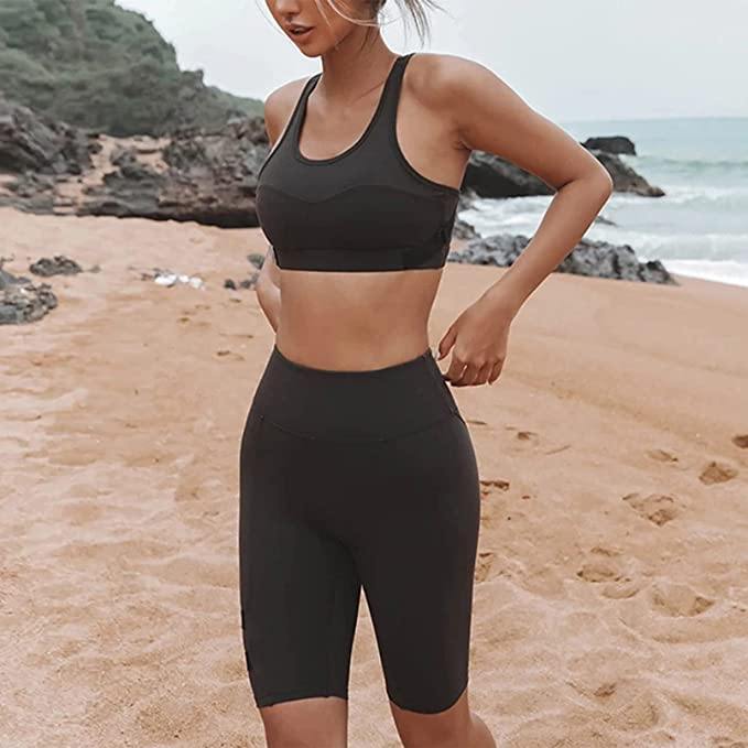 HIGHDAYS 8 High Waisted Biker Shorts for Women Black Tummy Control Workout Athletic Yoga Summer Shorts 