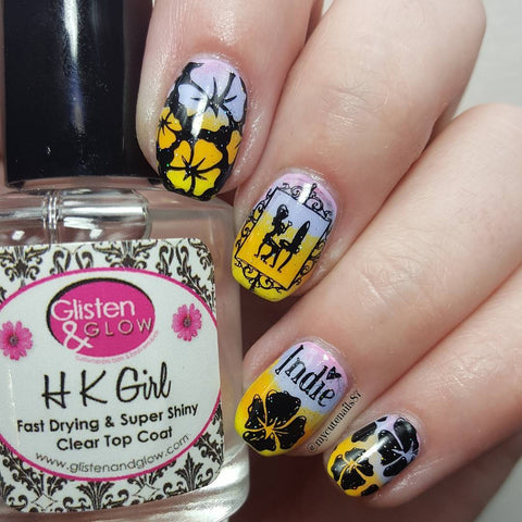 @nailsbymisscindy Polish Con nail stamping mani using Girly Bits nail stamping plate.