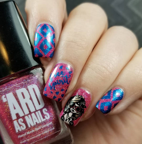 My Mani Box Exclusive Ard as Nails Pizzazz with nail stamping.