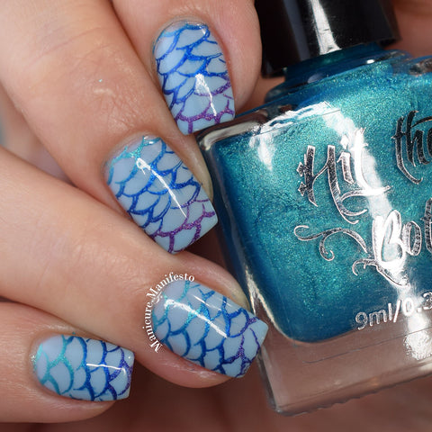 Mermaid Manicure by Manicure Manifesto using Hit the Bottle nail stamping polishes.