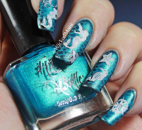Mermaid Manicure by Wickedmani using Hit the Bottle Peacock Shimmer.