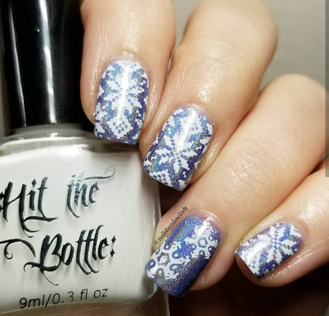 @nailsbymisscindy nail art stamping using Hit the Bottle stamping polish and Wikkid Ice Ice Baby.