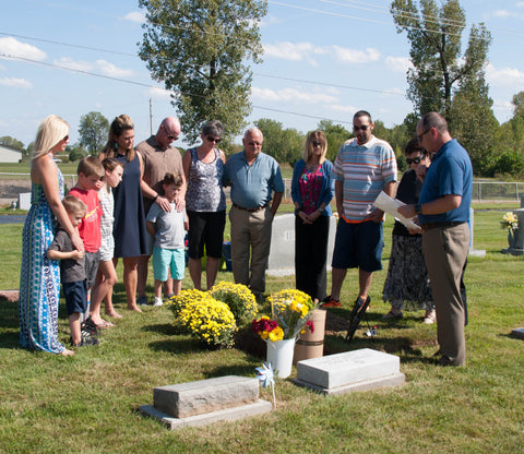 Steve Ancy's memorial service, using the Let Your Love Grow Kit to bury cremated ashes.