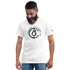 white sustainable fabric t-shirt Canada United States on male model