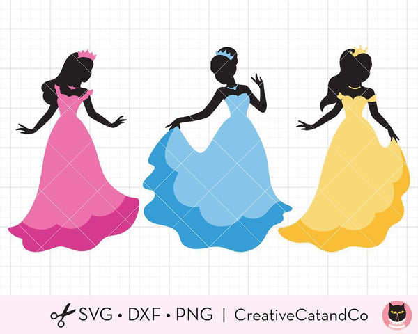Princess Silhouette with Beautiful Dress SVG Files | CreativeCatandCo