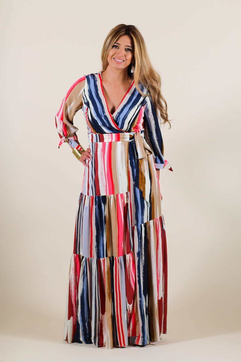 3 quarter sleeve maxi dress