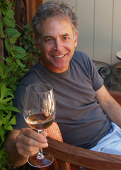 Peter Mathis with glass of Mathis Rose de Grenache