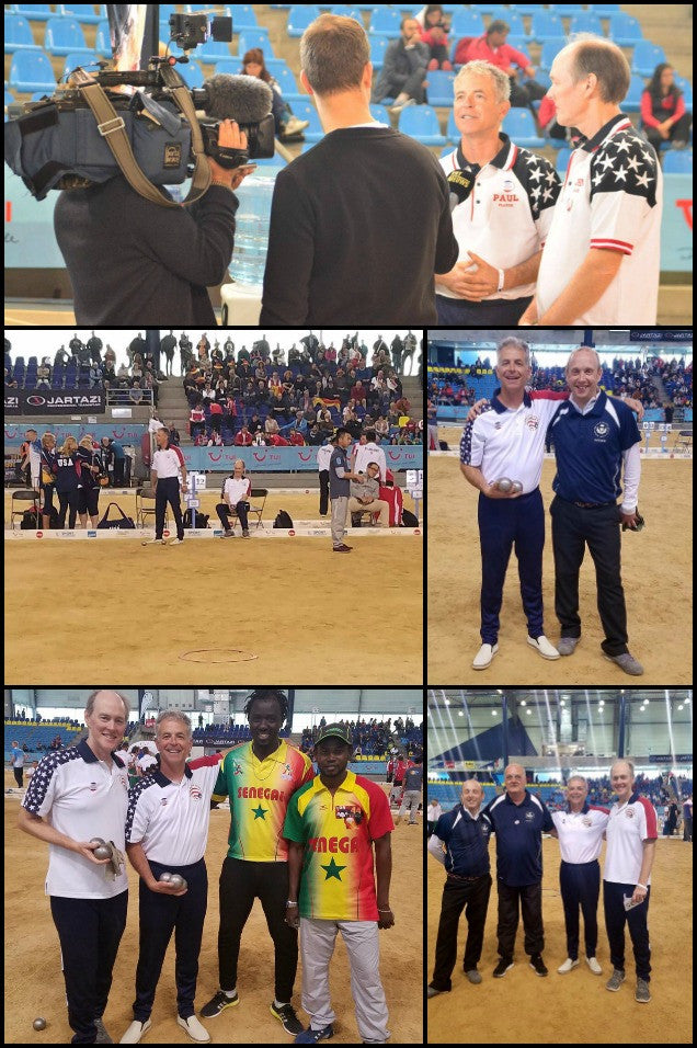 Collage of Peter Mathis at Petanque World Championships