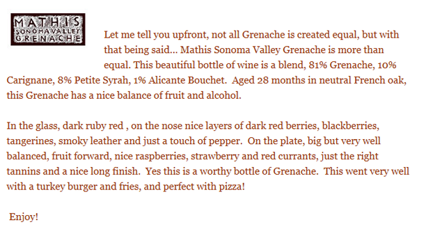 Queen B, The Wine Nook, Mathis Grenache Review