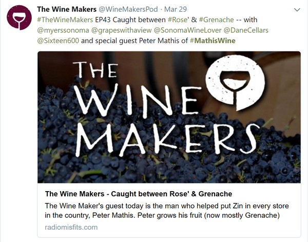 Tweet for The Wine Makers Podcast with Peter Mathis