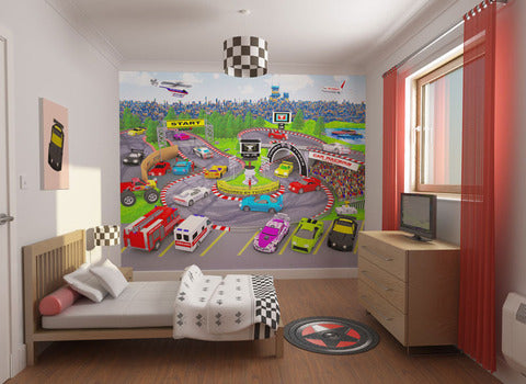 Wallpaper  on Car Racers Wallpaper Mural   101 Kids Deco