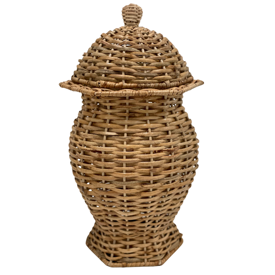 Medium Octagonal / Round Wicker Ginger Jar Home Decor The Enchanted Home