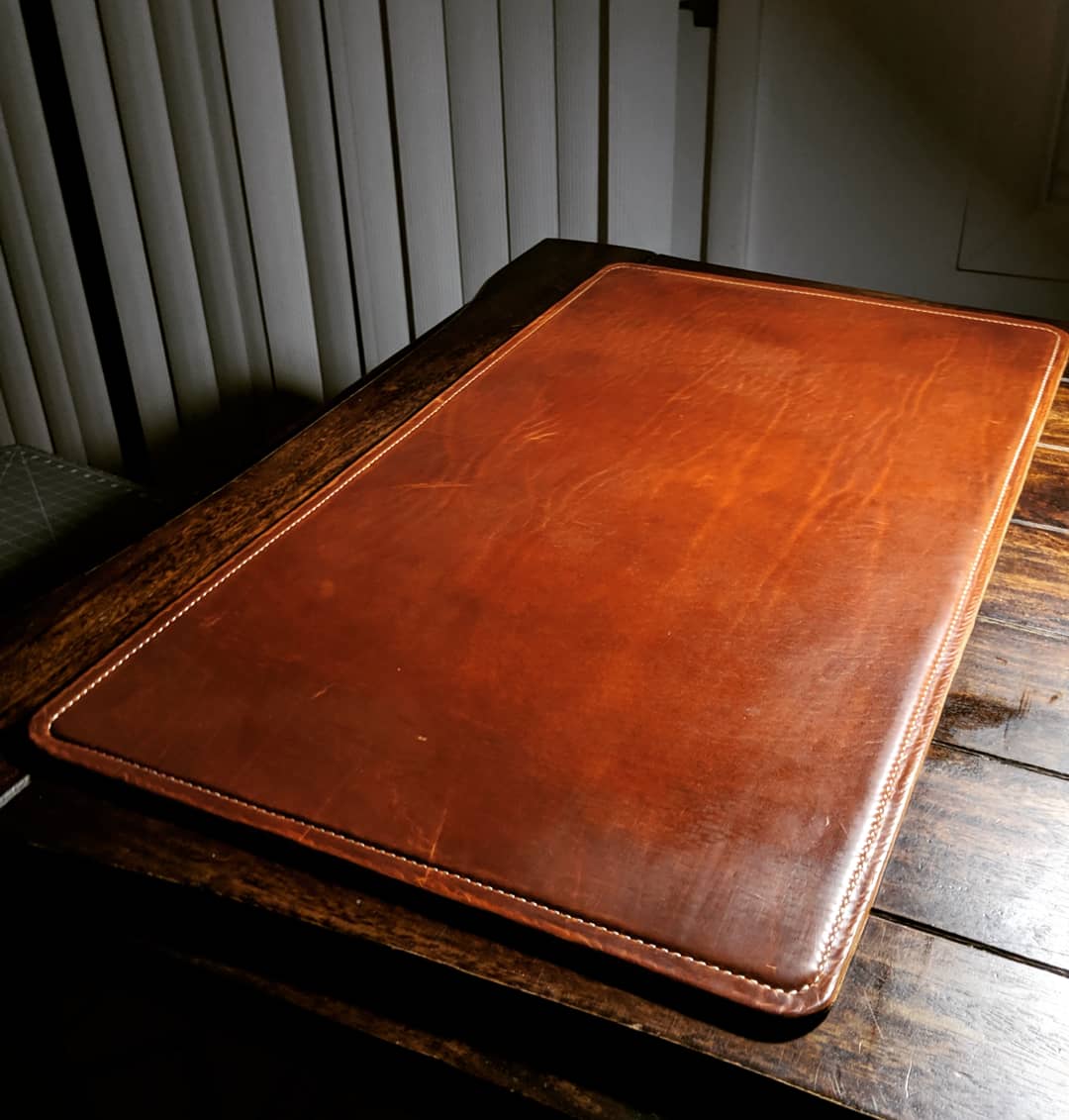 tan leather desk pad