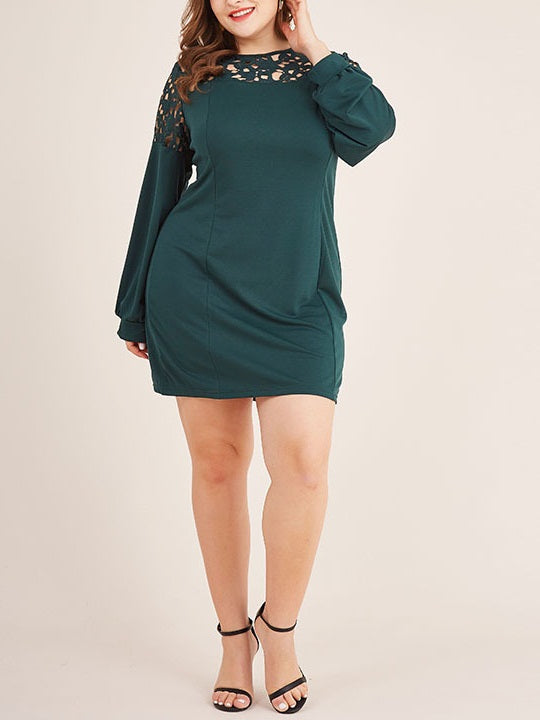 vene forvridning Forladt Whim Plus Size Green Cutout Lace Bell Sleeve Long Sleeve Dress (EXTRA –  Pluspreorder