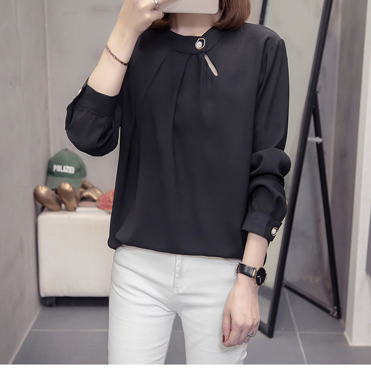 plus size high collar blouse