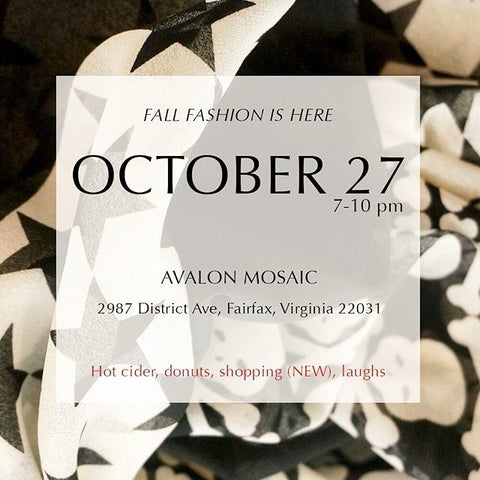 Fall Fashion is Here! Shop with Simply Zeena on Oct. 27 from 7-10 at the Avalon Mosaic.