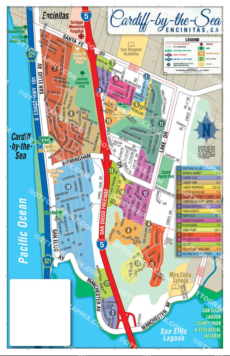 Cardiff by the Sea Map, San Diego County, CA – Otto Maps