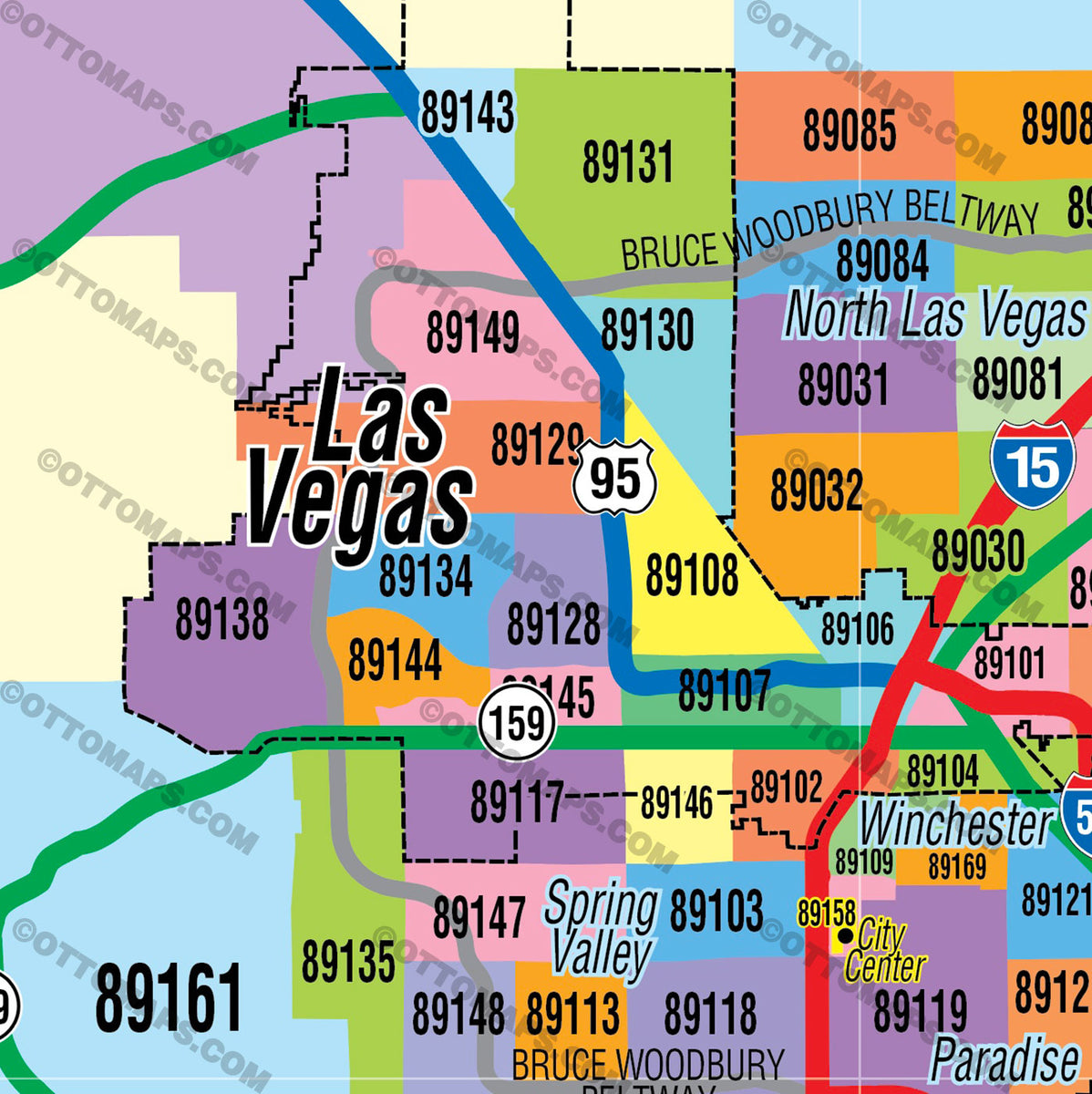 Clark County Nevada Zip Code Map Otto Maps 5817
