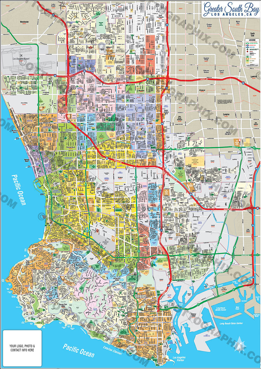 Greater South Bay Map Los Angeles County Ca Otto Maps