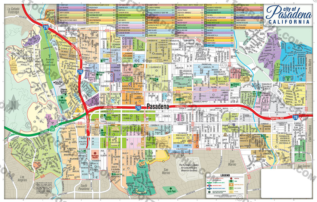 Pasadena Map, Los Angeles County, CA – Otto Maps