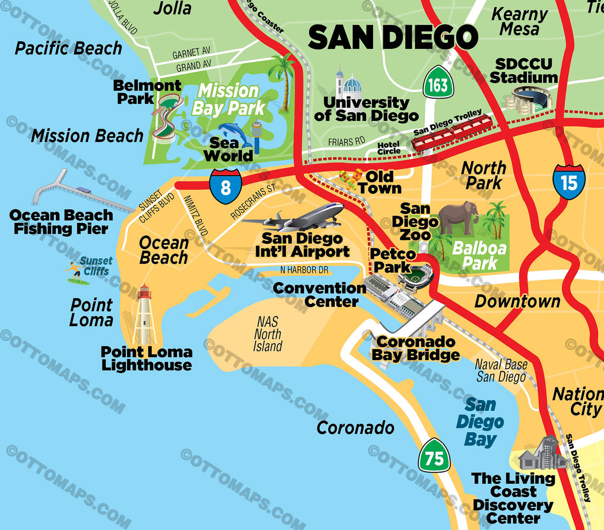 San Diego County Tourist Map Otto Maps 7571