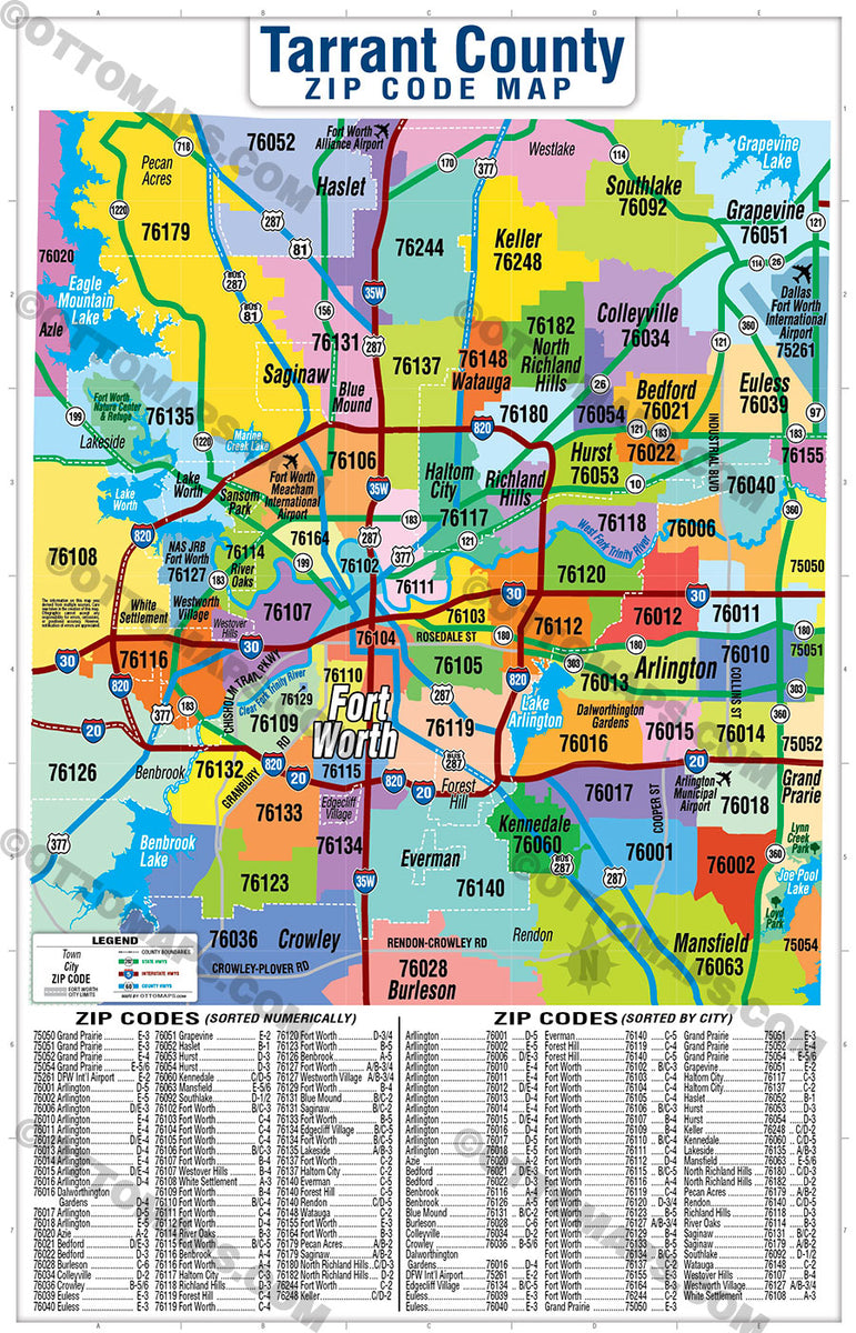 Tarrant County Tx Zip Code Map Otto Maps 7039