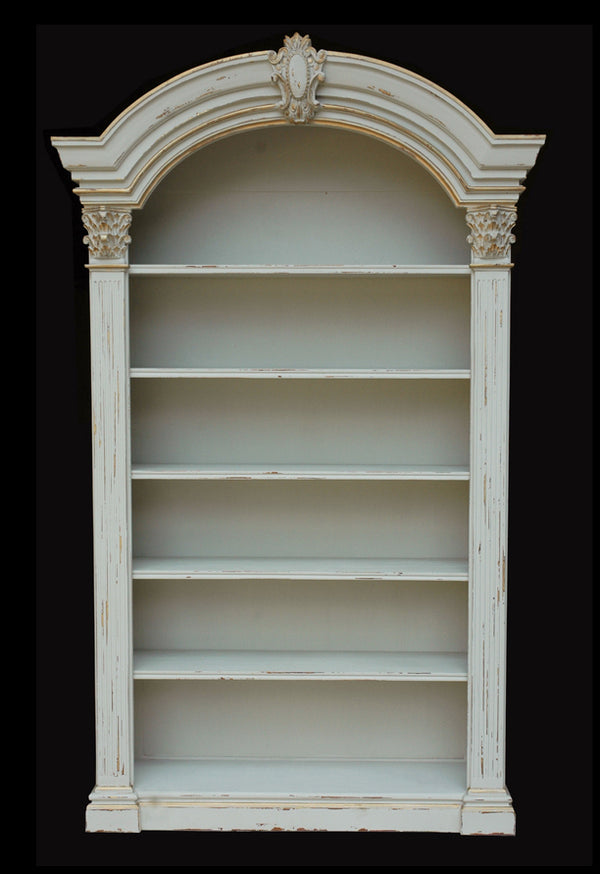 Arched Elegant Bookcase White with Gold Finish | Furniture on Main