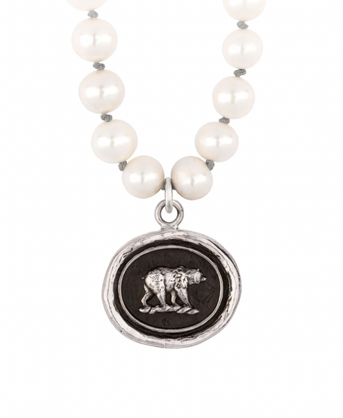Pyrrha | "Mother Bear" Knotted Freshwater Necklace - Ivory, Sterling S
