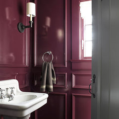 Powder room accent walls: the wall behind the vanity is the best choice.