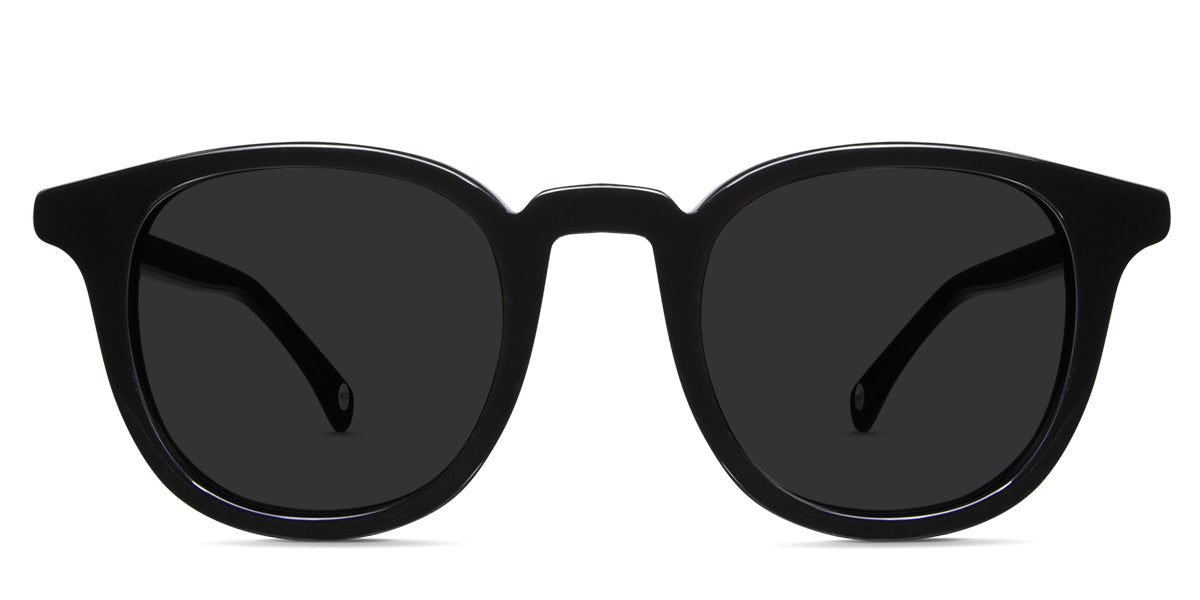 Dep black tinted sunglasses in midnight variant - it's a round full-rimmed frame with long end piece