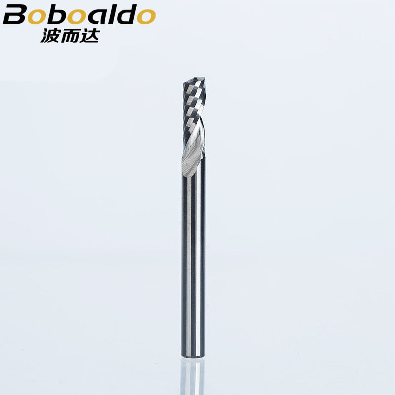 LIBOQIAO 4mm Shank Diameter 4mm Cutting Edge Diameter 8mm Cutting Length 1 Flute Single Flute Downcut Spiral End Mill CNC Router Bit for Acrylic MDF,Aluminium PVC