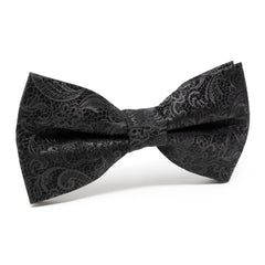 Black paisley silk bow tie for men