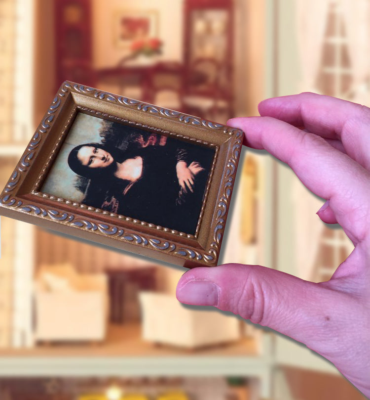 1:12 Dollhouse Miniature Framed Wall Picture Portrait Oil Painting Mona Lisa  ~ 