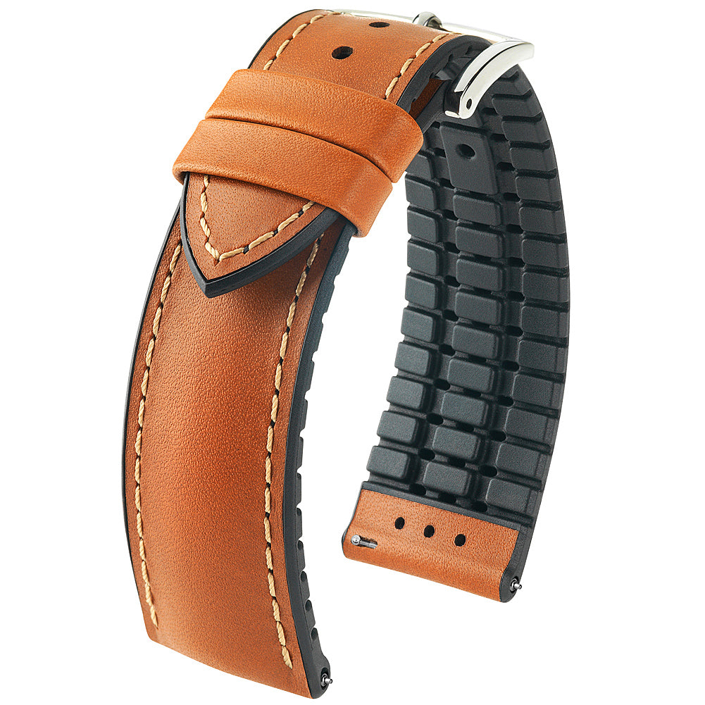 Concessie zelfstandig naamwoord Effectief Hirsch Performance James Gold Brown Leather Watch Strap | Holben's