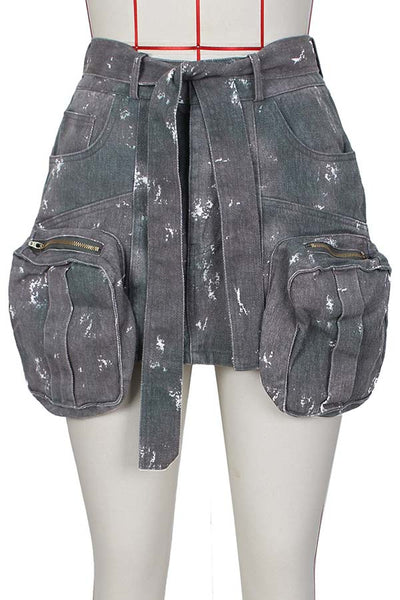 Camo Cargo Mini Skirt With Pockets MALSOOA