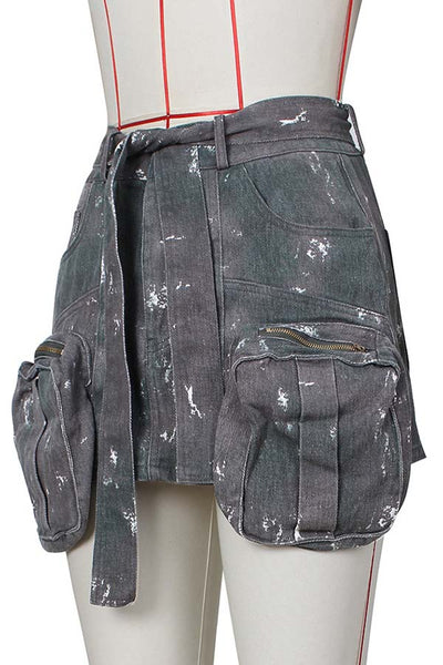 Camo Cargo Mini Skirt With Pockets MALSOOA