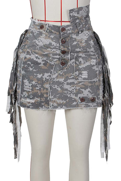 Camouflage Tassel Skirt MALSOOA