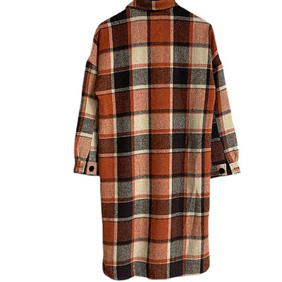 Long Sleeve Plaid Coat MALSOOA